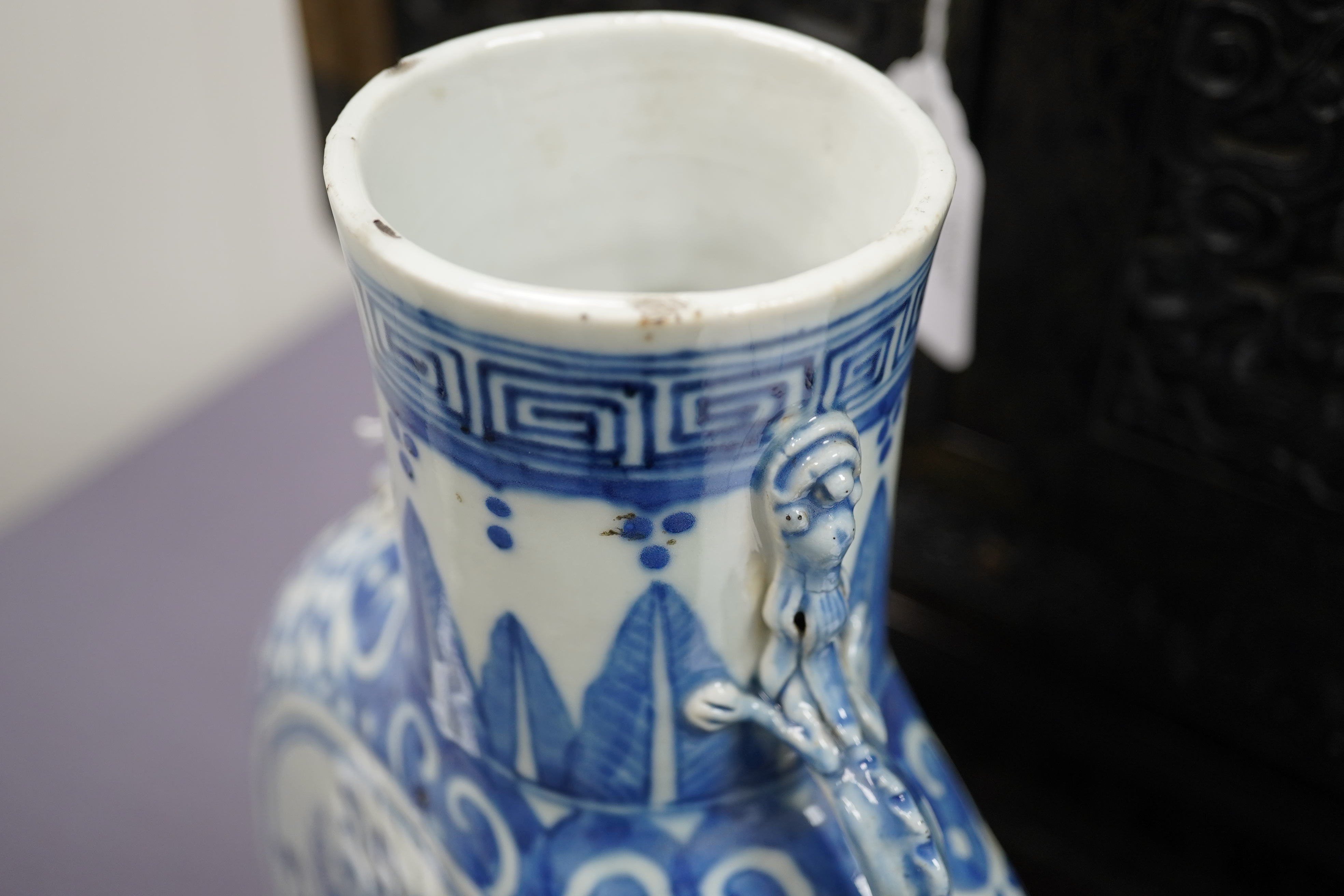 A large Chinese blue and white moonflask, bianhu, 19th century